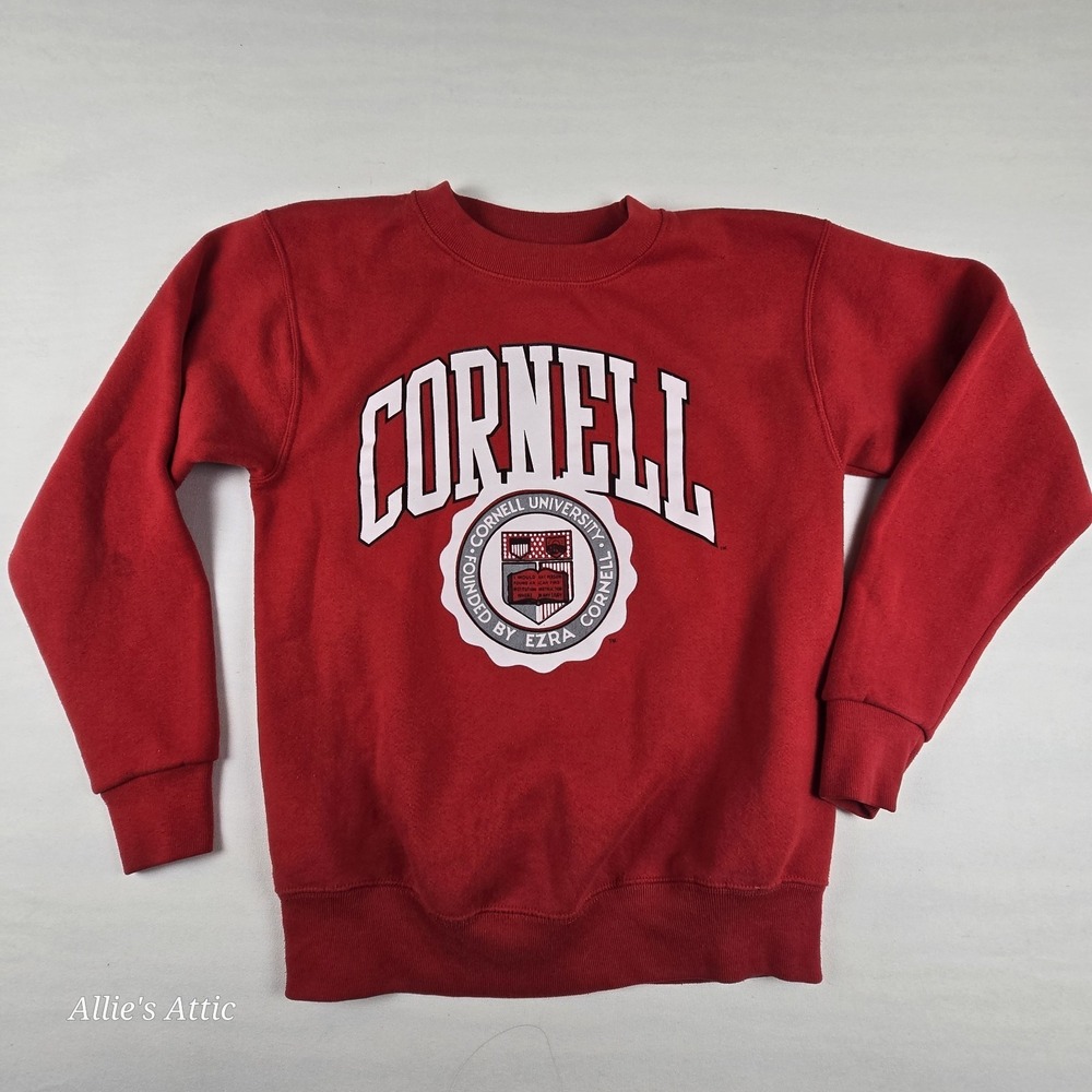 Vintage Cornell Univeristy Red White Logo College Crewneck‎ Mens Womens Unisex L